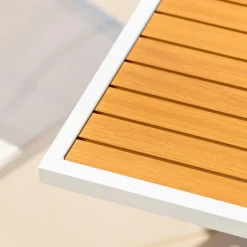 Tavolo da giardino allungabile 10 posti Alluminio effetto legno Murano (270 x 90 cm) Bianco