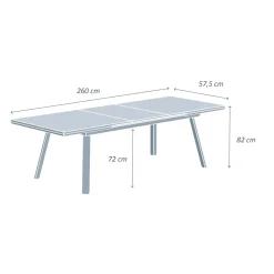 Tavolo da giardino allungabile alluminio 10 posti (260 x 96 cm) Amalfi Bianco