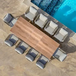 Tavolo da giardino allungabile alluminio 10 posti (260 x 96 cm) Amalfi Bianco