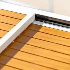 Tavolo da giardino allungabile 12 posti Alluminio effetto legno Murano (320 x 100 cm) Bianco