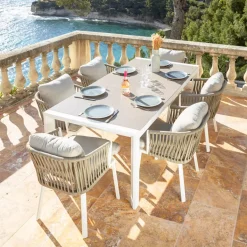 Tavolo da giardino allungabile alluminio 12 posti (195/300 x 96 cm) Amalfi Bianco