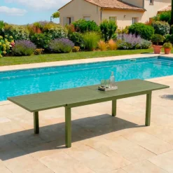 Tavolo da giardino allungabile in alluminio 10 posti (135/270 x 90 cm) Murano Verde oliva