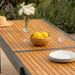Tavolo da giardino allungabile 12 posti Alluminio effetto legno Murano (320 x 100 cm) Grigio antracite