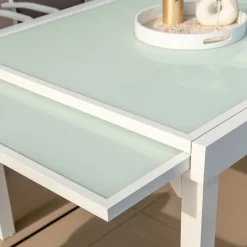 Tavolo da giardino allungabile in vetro 12 posti (200/320 x 100 cm) Murano Bianco