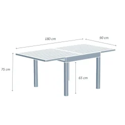 Tavolo da giardino allungabile in alluminio 8 posti (90/180 x 90 cm) Murano Verde oliva