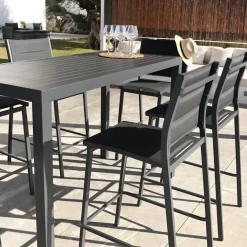 Tavolo da giardino alto in alluminio 6 posti (160 x H105 cm) Murano Grigio antracite