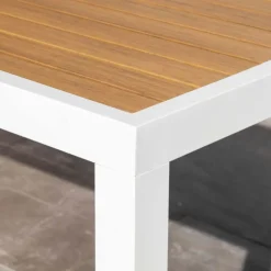 Tavolo da giardino alto in alluminio 6 posti effetto legno (160 x H105 cm) Murano Bianco