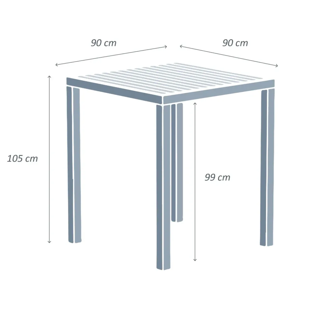 Tavolo da giardino alto quadrato alluminio 4 posti (90 x H105 cm) Murano Bianco