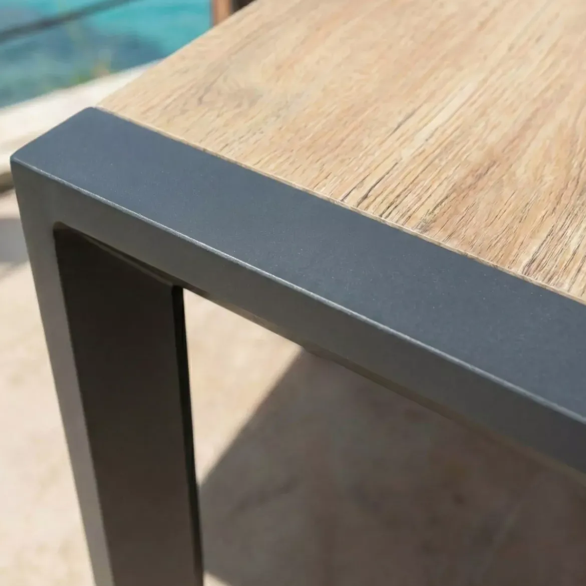 Tavolo da giardino estensibile in alluminio 12 posti (195/247/300 x 96 cm) Amalfi Grigio antracite e legno