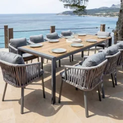 Tavolo da giardino estensibile in alluminio 12 posti (195/247/300 x 96 cm) Amalfi Grigio antracite e legno