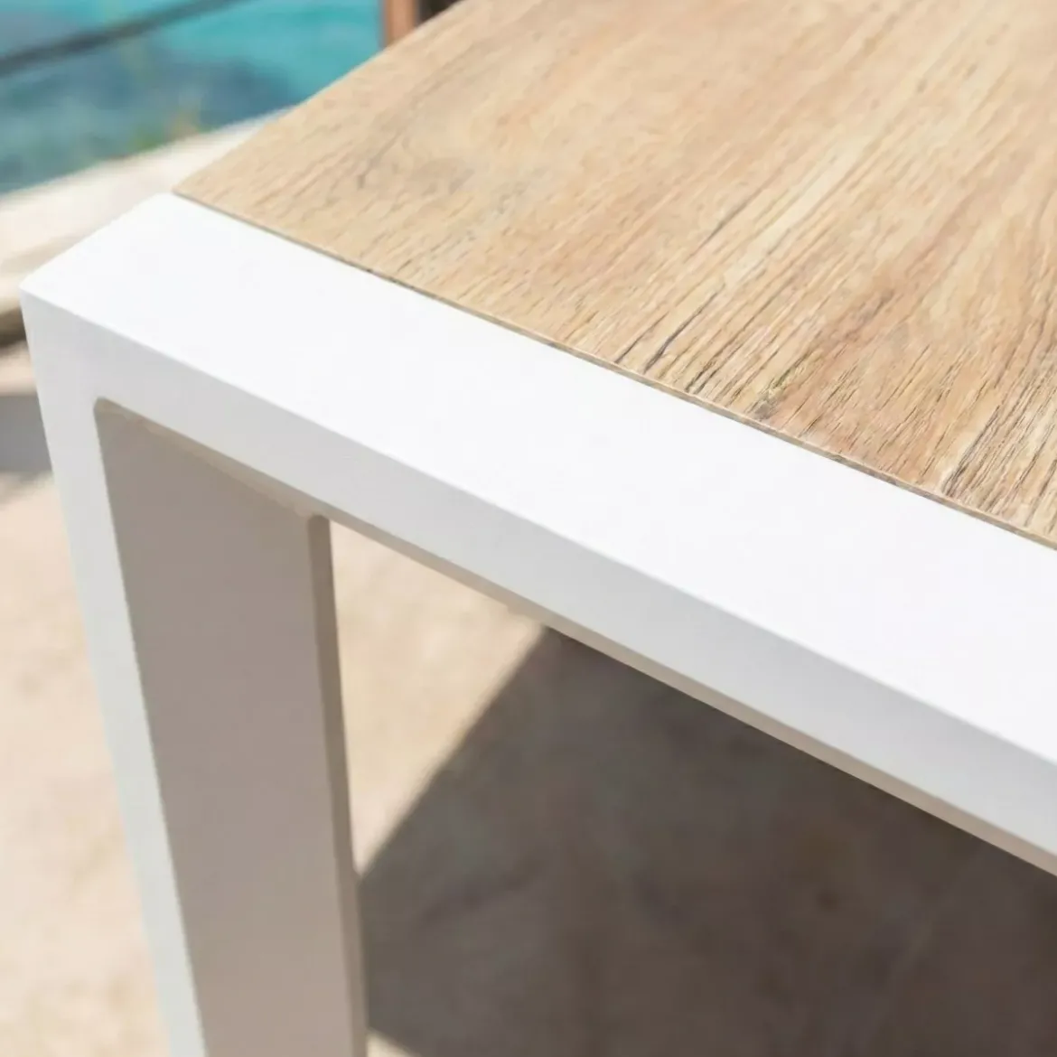 Tavolo da giardino estensibile in alluminio 10 posti (180/240 x 96 cm) Amalfi Bianco e legno