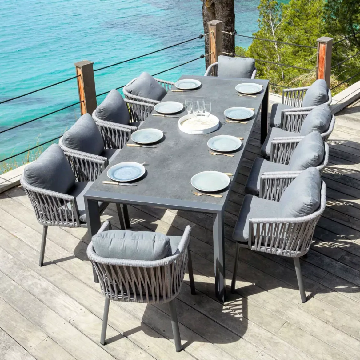 Tavolo da giardino estensibile in alluminio 10 posti (180/240 x 96 cm) Amalfi Grigio antracite