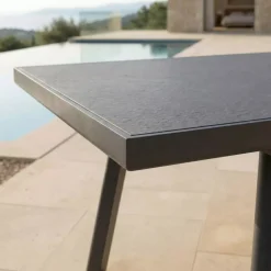 Tavolo da giardino estensibile automatico in alluminio 12 posti (240/300 x 96 cm) Amalfi Grigio antracite