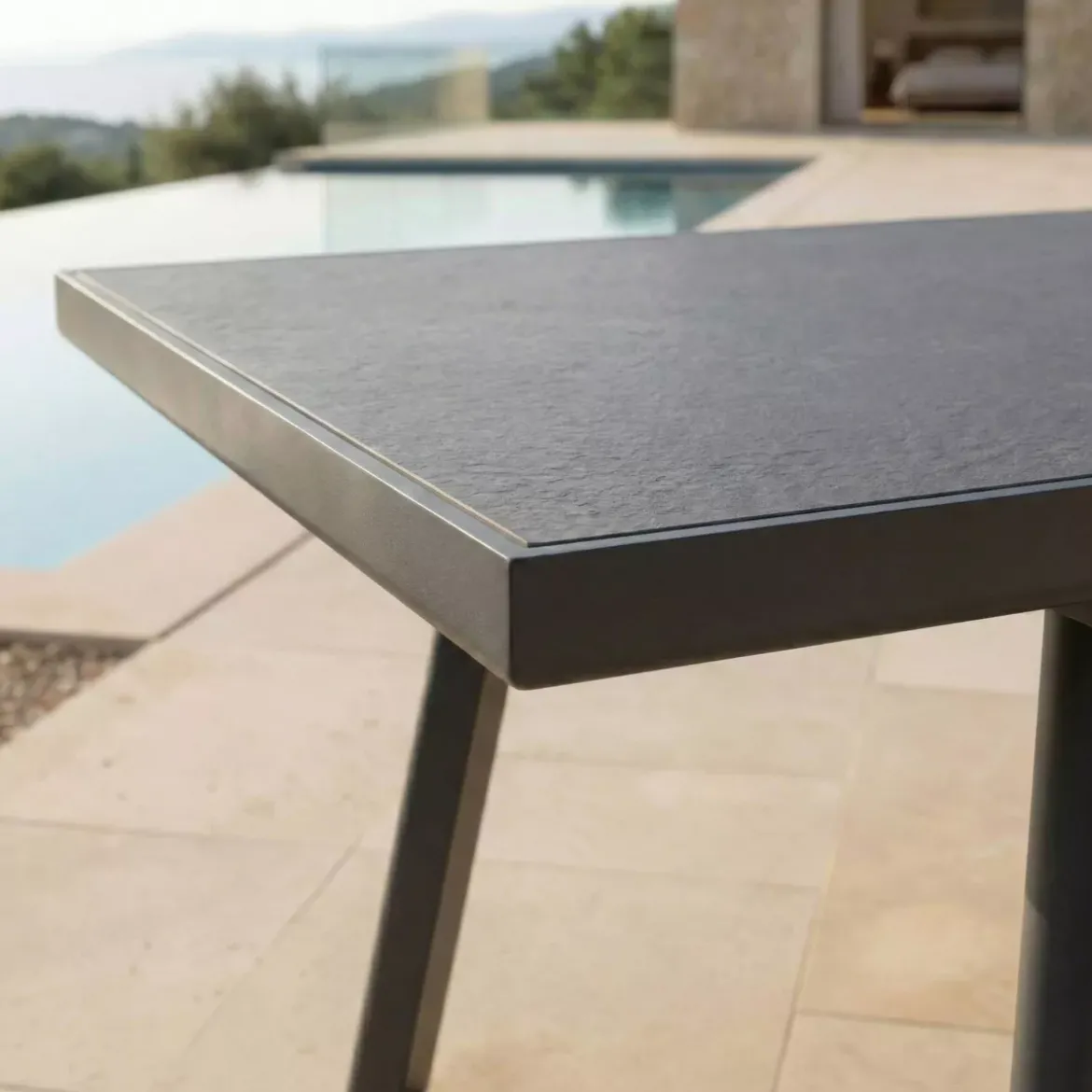 Tavolo da giardino estensibile automatico in alluminio 10 posti (200/260 x 96 cm) Amalfi Grigio antracite