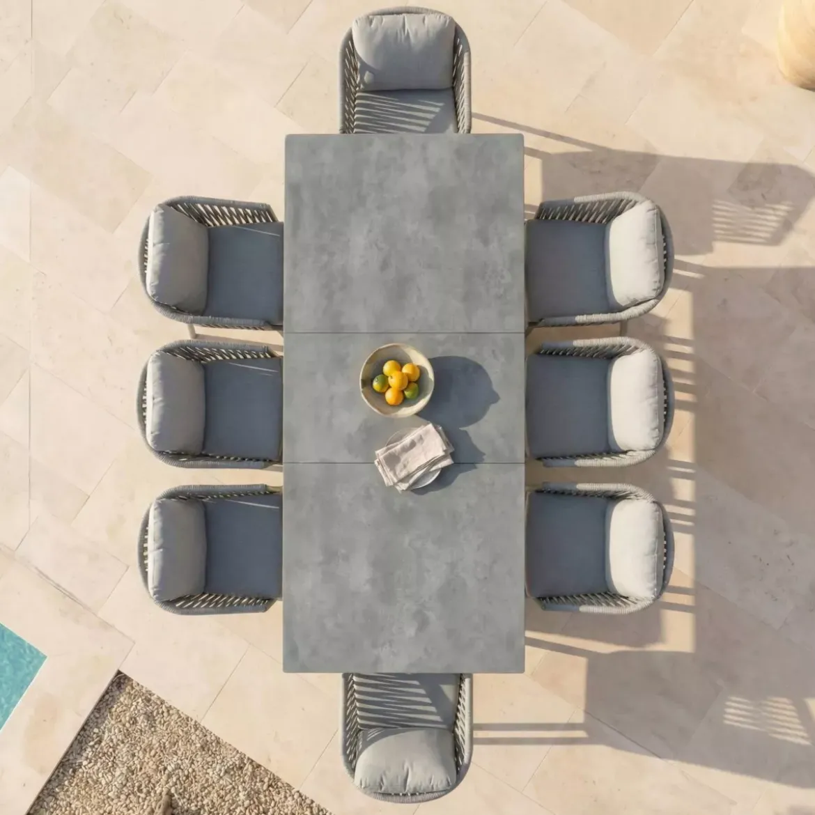 Tavolo da giardino estensibile automatico in alluminio 10 posti (200/260 x 96 cm) Amalfi Grigio antracite