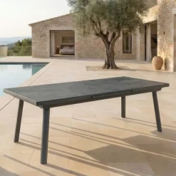 Tavolo da giardino estensibile automatico in alluminio 10 posti (200/260 x 96 cm) Amalfi Grigio antracite