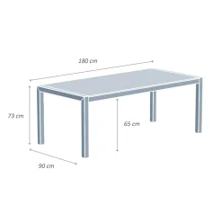 Tavolo da giardino in alluminio e ceramica 8 posti (180 x 90 cm) Modena Grigio chiaro