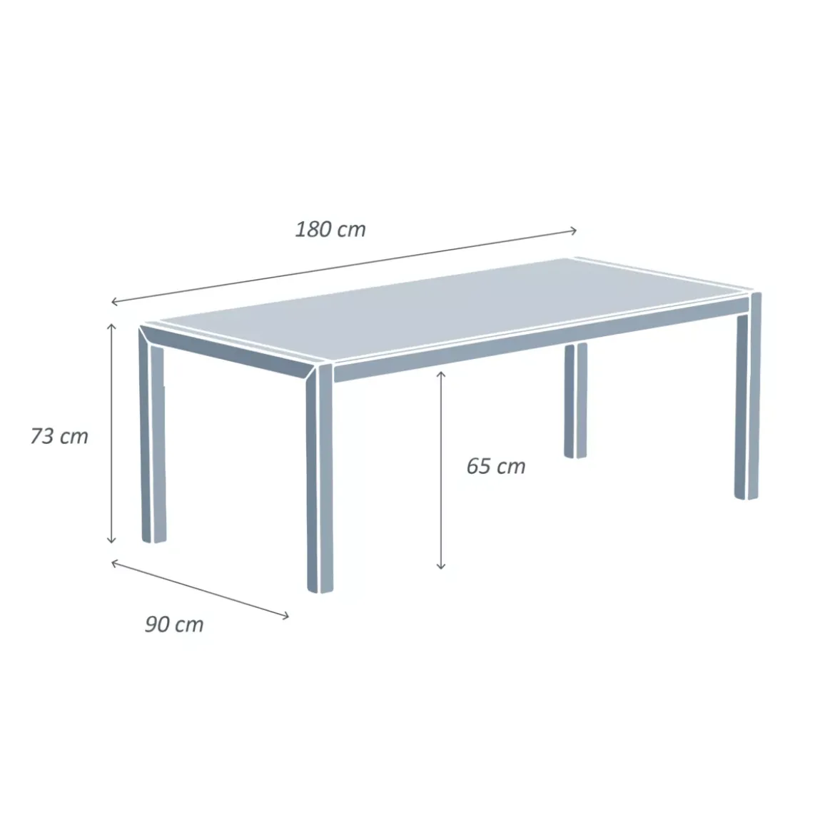 Tavolo da giardino in alluminio e ceramica 8 posti (180 x 90 cm) Modena Grigio chiaro