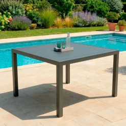 Tavolo da giardino quadrato alluminio 8 posti (136 x 136 cm) Murano Grigio antracite