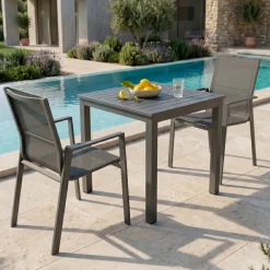 Tavolo da giardino quadrato alluminio 4 posti (70 x 70 cm) Murano Grigio antracite