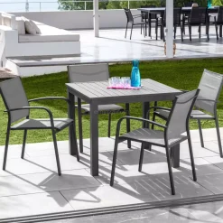 Tavolo da giardino quadrato alluminio 4 posti (89 x 89 cm) Murano Grigio antracite