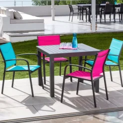 Tavolo da giardino quadrato alluminio 4 posti (89 x 89 cm) Murano Grigio antracite