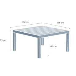 Tavolo da giardino quadrato in alluminio 8 posti (136 x 136 cm) Murano Verde oliva