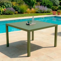 Tavolo da giardino quadrato in alluminio 8 posti (136 x 136 cm) Murano Verde oliva