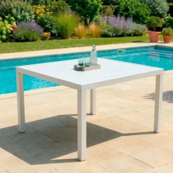 Tavolo da giardino quadrato Alluminio 8 posti (136 x 136 cm) Murano Bianco