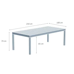 Tavolo da giardino rettangolare alluminio 8 posti (210 x 100 cm) Murano Grigio antracite