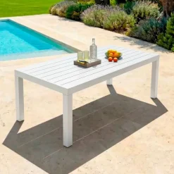 Tavolo da giardino rettangolare in alluminio 10 posti (240 x 120 cm) Murano Bianco