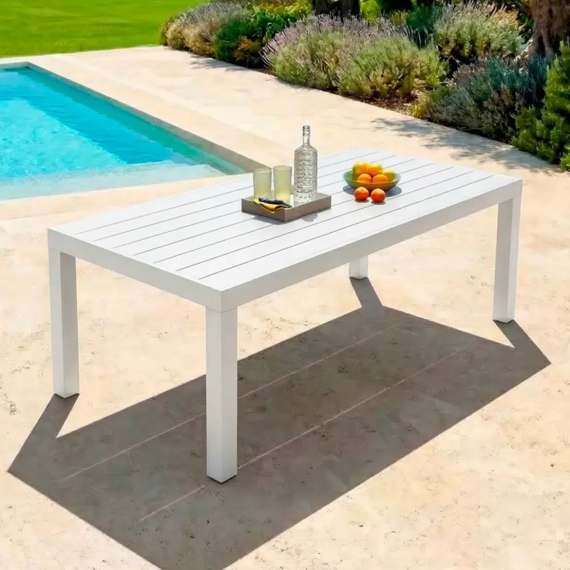 Tavolo da giardino rettangolare in alluminio 10 posti (240 x 120 cm) Murano Bianco