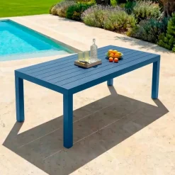 Tavolo da giardino rettangolare in alluminio 10 posti (240 x 120 cm) Murano Blu