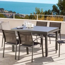 Tavolo da giardino rettangolare allungabile alluminio 10 posti (135/270 x 90 cm) Murano Grigio antracite