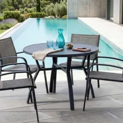 Tavolo da giardino rotondo alluminio 5 posti (D105 cm) Murano Grigio antracite