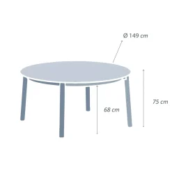 Tavolo da giardino rotondo in alluminio 8 posti (diametro 149 cm) Monte Carlo Bianco