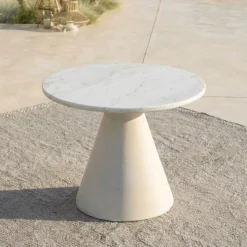 Tavolo da giardino rotondo in ceramica (D60 cm) Riviera Beige
