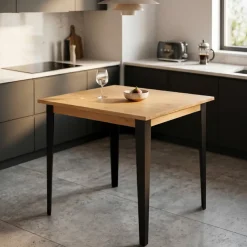 Tavolo da bar quadrato in rovere massiccio (H90 cm) Bristol Naturale