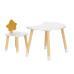 Tavolo e 1 sedia bambino legno (H44 cm) Stars Bianco