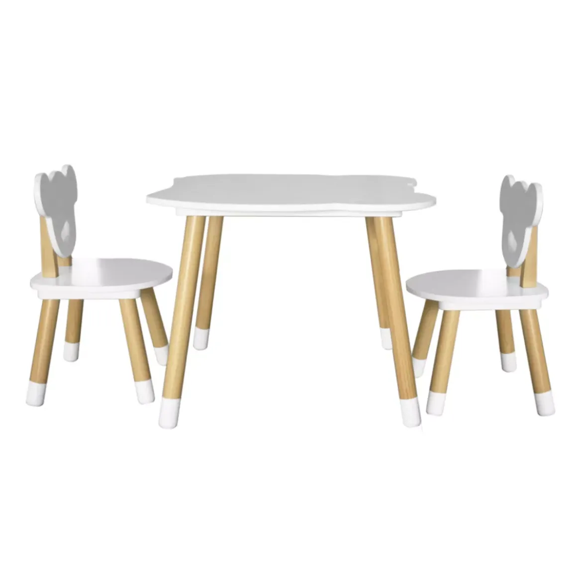Tavolo e 2 sedie bambino legno (H44 cm) Orsetti Bianco