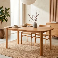 Tavolo rettangolare allungabile con prolunga in rovere (160 cm) Oakland Naturale