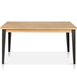 Tavolo rettangolare allungabile in rovere massiccio e metallo (160 cm) Bristol Naturale