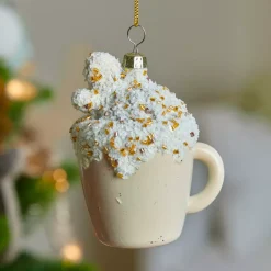 Tazza da caffè da appendere (H9 cm) Infrangibile e glitterata Crema