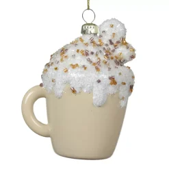 Tazza da caffè da appendere (H9 cm) Infrangibile e glitterata Crema