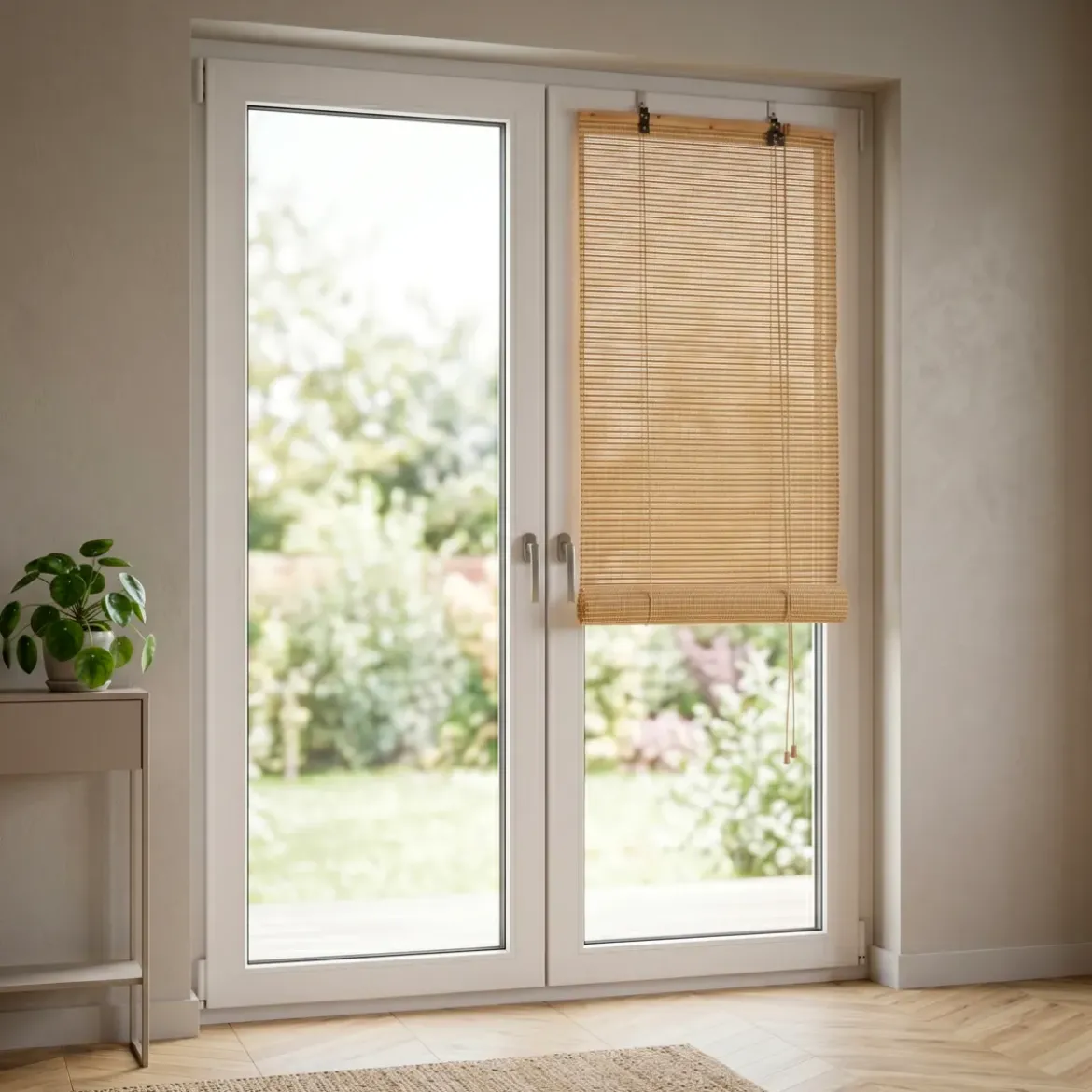 Tenda a rullo con lamelle (60 x 180 cm) Bambù Beige