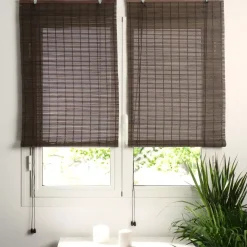 Tenda a rullo con lamelle (40 x H180 cm) Bambù Cioccolato