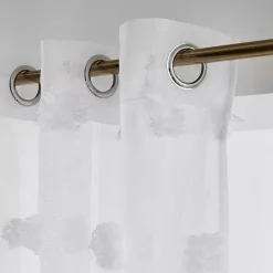 Tenda con occhielli con pon pon (180 x 240 cm) Suzie Bianco