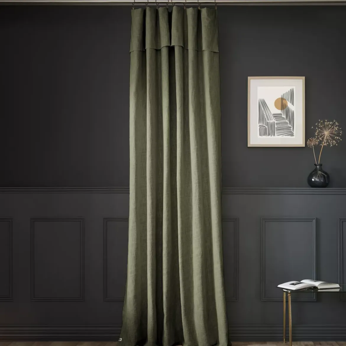 Tenda cotone regolabile (140 x max 270 cm) Sixtine Verde rosmarino