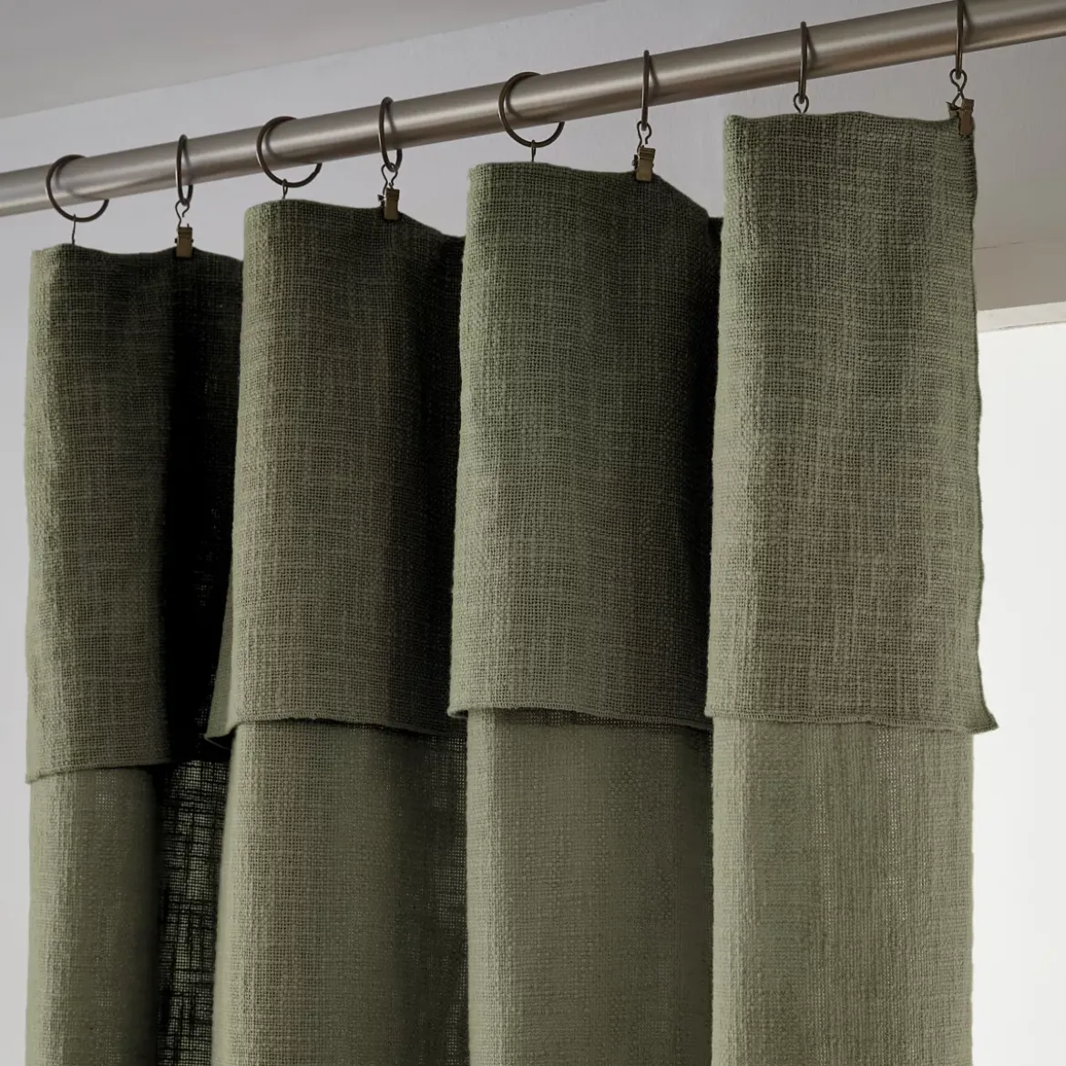 Tenda cotone regolabile (140 x max 270 cm) Sixtine Verde rosmarino