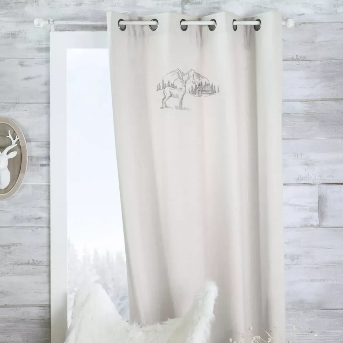 Tenda effetto lana (135 x 260 cm) Planay Ecru